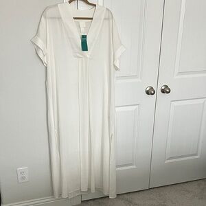 H&M Cream V-Neck Kaftan Swim Coverup